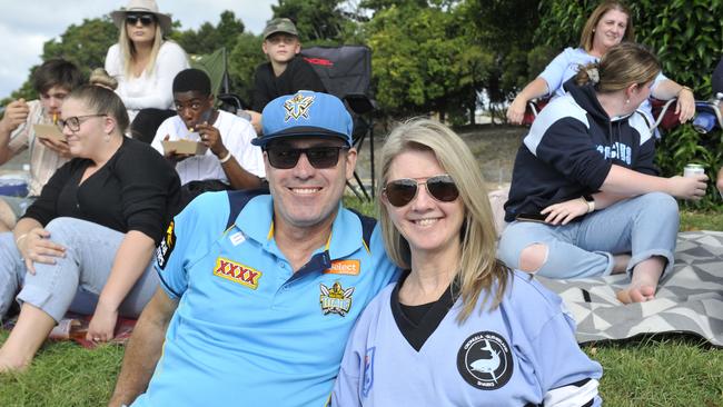 Coffs Coast league fans enjoy the atmosphere at the Cronulla Sharks v Gold Coast Titans match at C.ex Stadium Coffs Harbour. Photo: Tim Jarrett