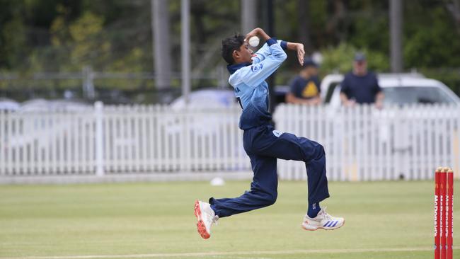 Ethan Natkunamanickambowling for Parramatta in the Green Shield competition. Picture: Warren Gannon Photography