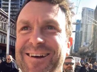 Brady Gunn, 45, at the Sydney rally last month.