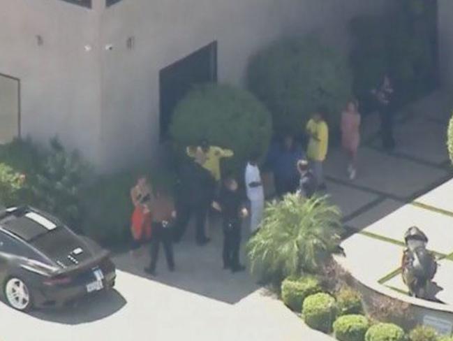 Police swarmed Chris Brown’s LA mansion after an alleged altercation. Picture: CBSN