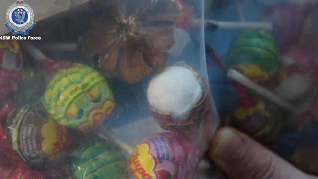 Police will allege in court that the illegal drugs were disguised as lollipops and lollies. Picture: NSW Police