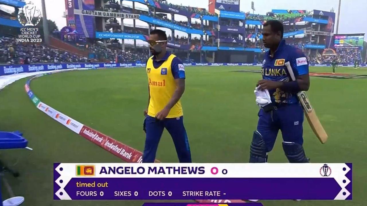 Sri Lanka's Angelo Mathews was timed out against Bangladesh.