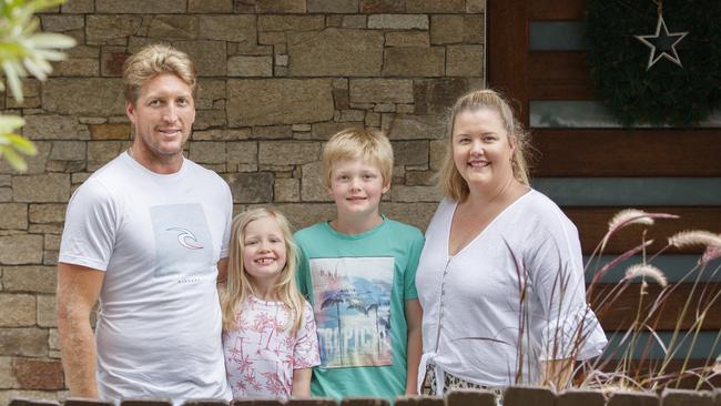 Ben Kohonen, 34, wife Emma, 40 and children Quade, 8, and Abbie, 6, recently refinanced their home loan to save. Picture: Tim Pascoe