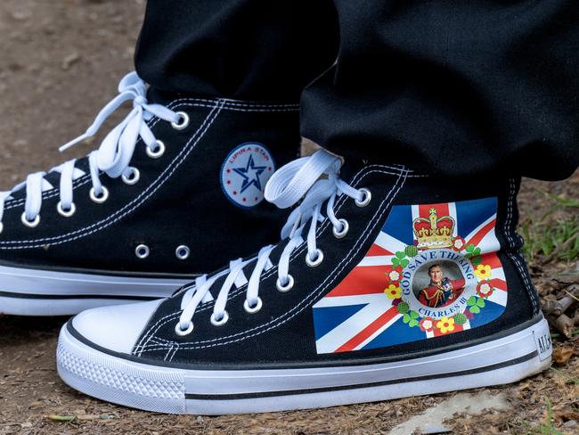 Royal superfan Joseph Afrane wearing patriotic footwear. Picture: David Dyson