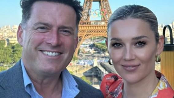 Karl and Jasmine Stefanovic dine with the Eiffel Tower backdrop at Girafe