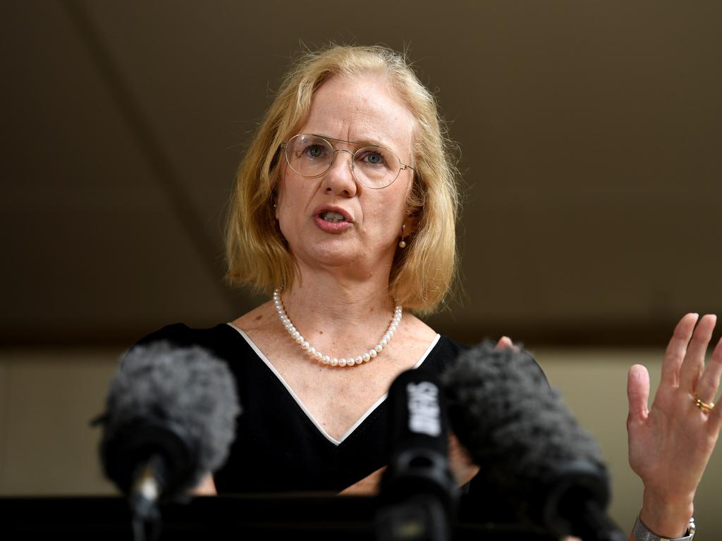 Queensland chief health officer (CHO) Dr Jeanette Young speaks at a press conference to provide a Covid update. Picture: Dan Peled/NCA NewsWire