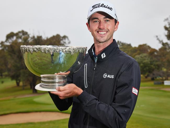 Elvis Smylie celebrates winning the WA Open at Mandurah. Photo: Supplied Golf Australia