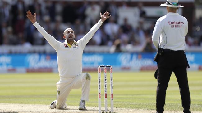 Spinner Nathan Lyon appeals for a wicket at Lord's