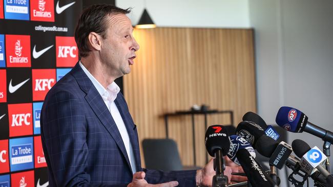 Collingwood CEO Mark Anderson press conference on Jordan De Goey.                      Picture: David Caird