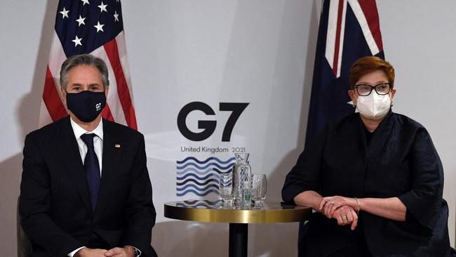 Foreign Minister Marise Payne announced the move with US Secretary of State Antony Blinken after they met on Sunday on the sidelines of the G7 foreign ministers meeting. Picture: AFP