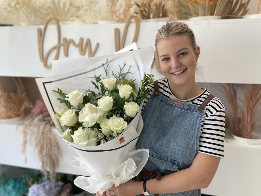 Zoey Mills, owner of A Willow In Bloom, has moved towards white roses this Valentine's Day to signify long lasting love. Picture: Janessa Ekert