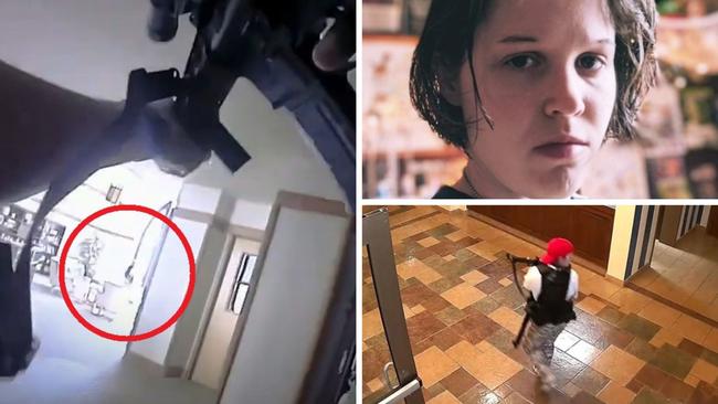 Confronting bodycam footage of the moment police killed US school shooter Audrey Hale in the midst of a murderous rampage has been released.