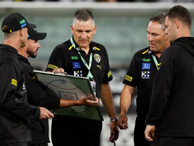 There were enough signs on Friday night – against a mountain of injuries – to suggest a win is not far away for Adem Yze. Picture: Dylan Burns/AFL Photos via Getty Images