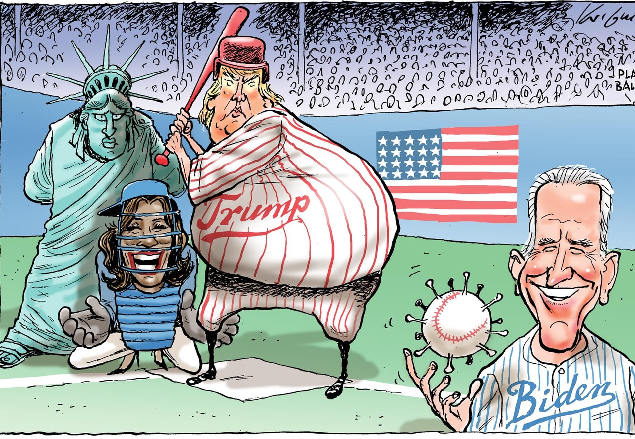 Mark Knight baseball cartoon on the 2020 US election | KidsNews