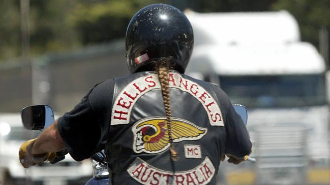 Hells Angels motorcyle gang member bikie pulled over by police on Glen Osmond Road and the South Eastern Freeway (Princes Highway) 18 Dec 2003.