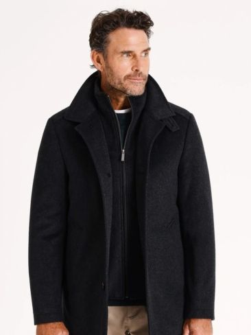 Rochester Wool Melton Coat in Charcoal. Picture: Reserve