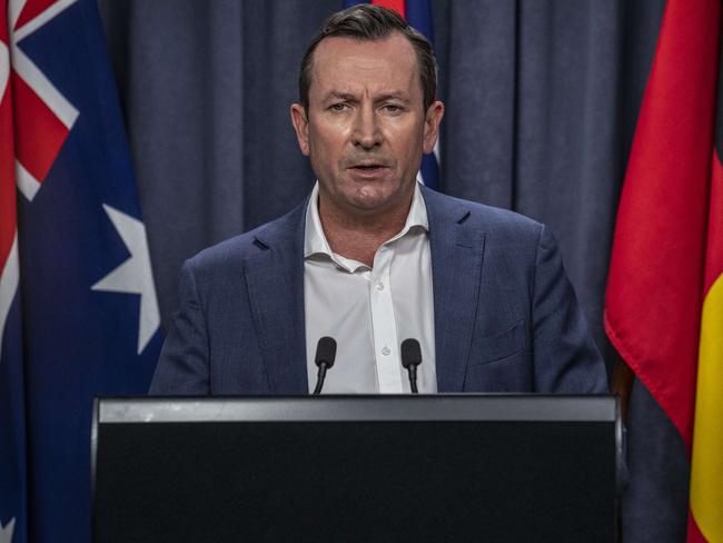 PERTH, AUSTRALIA  - NewsWire Photos APRIL 26, 2021: Premier of Western Australia, Mark McGowan speaks to the media on day 3 after the State Government ordered a three day lockdown when a man  was found to be Covid positive after leaving hotel quarantine. NCA NewsWire / Tony McDonough