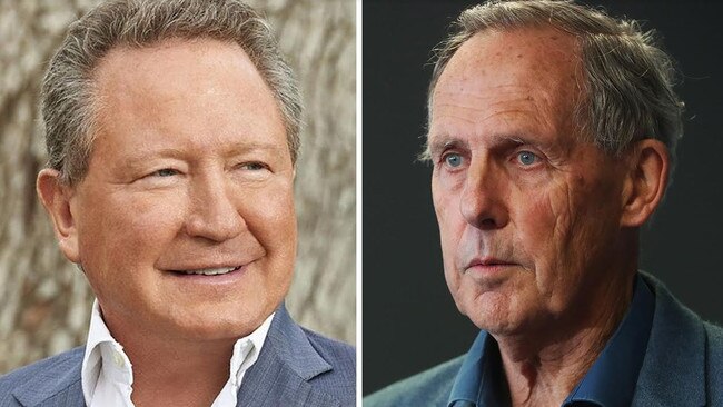 Andrew Forrest (left) and Bob Brown. Pictures: File