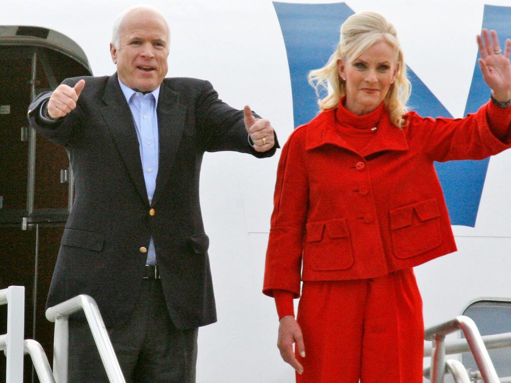 Republican US presidential candidate Senator John McCain accompanied by his wife Cindy. Picture: AFP