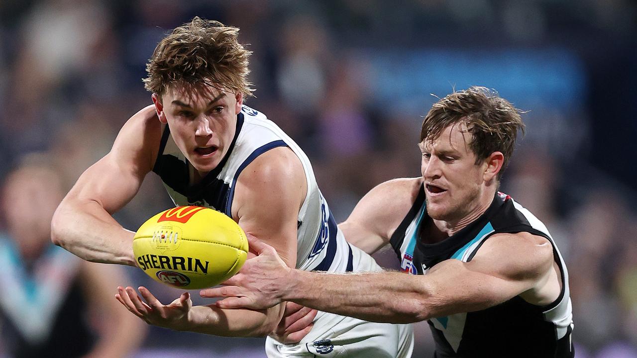 AFL 2024: Tanner Bruhn stars in Geelong match simulation, Max Holmes ...