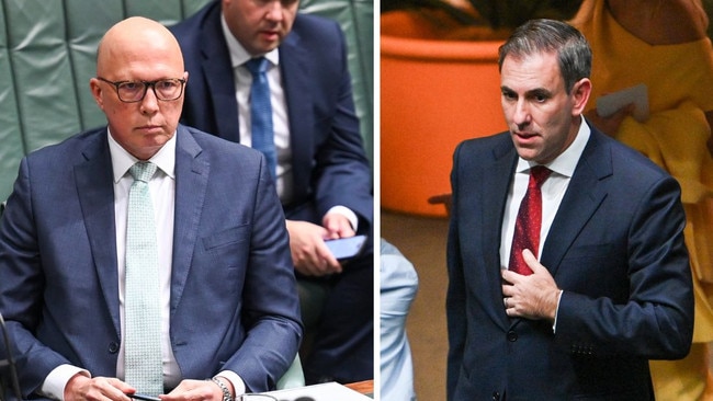 Jim Chalmers and Peter Dutton at Federal Budget