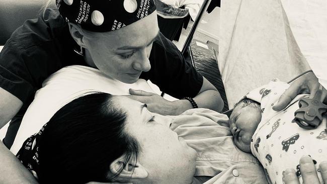 Erin Phillips and wife Tracy Gahan have welcomed their fourth child, Londyn Skye Phillips. Picture: Instagram