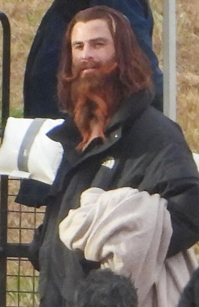 Chris Hemsworth in flowing red beard and wig on the set of Mad Max: Furiosa. Picture: Media Mode