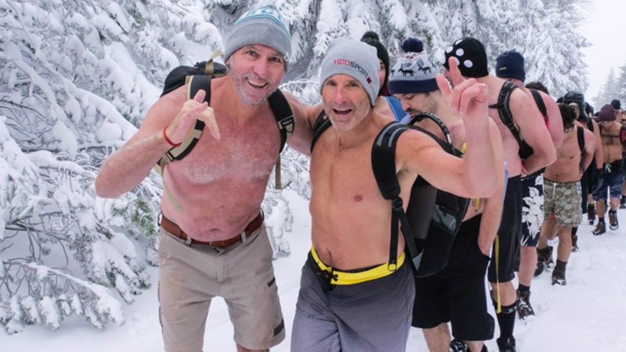 Aussie man Alan Phillips participating in an extreme cold exposure course run by Wim Hof. Picture: supplied.