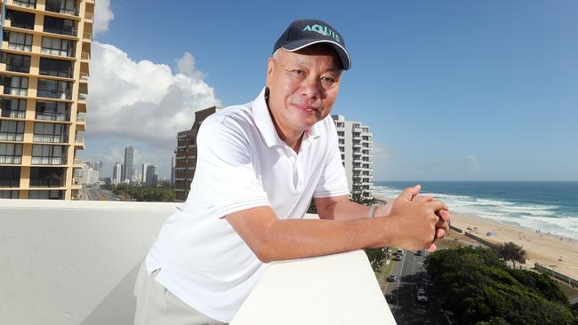 Tony Fung unveiling plans for a new $440 million 6-star hotel at Surfers paradise. Picture: Richard Gosling