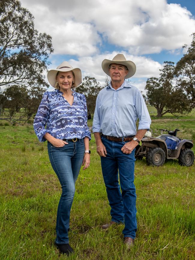 Prue Bondfield with her husband, David, north of Stanthorpe. Picture: David Martinelli