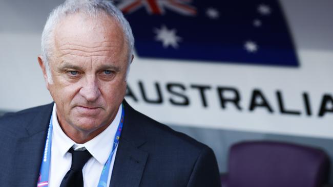 Australia's head coach Graham Arnold stands prior the AFC Asian Cup group B soccer match between Australia and Jordan at Hazza bin Zayed stadium in Al Ain, United Arab Emirates, Sunday, Jan. 6, 2019. (AP Photo/Hassan Ammar)