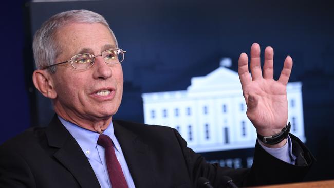 National Institute of Allergy and Infectious Diseases director Anthony Fauci at the White House in Washington. Picture: AFP