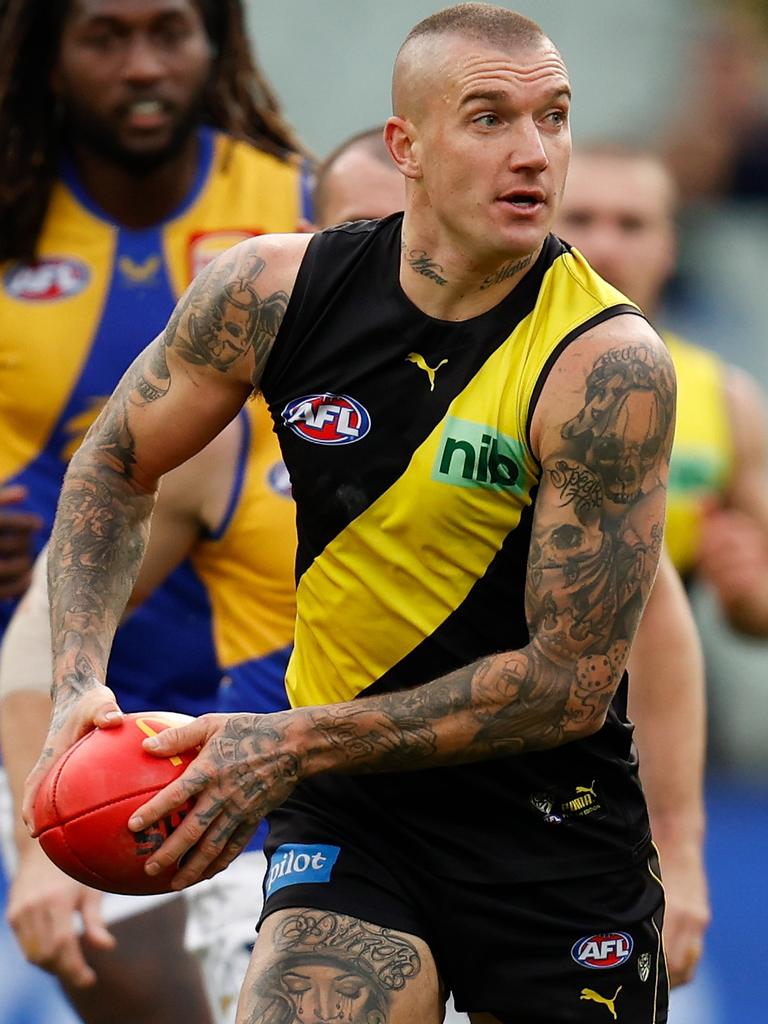 Damien Hardwick says he has not addressed the ongoing saga with Dustin Martin (above) directly.