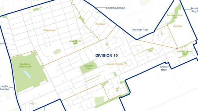 Division 10 encompasses Kepnock, Walkervale, Ashfield, Avenell Heights and Thabeban.