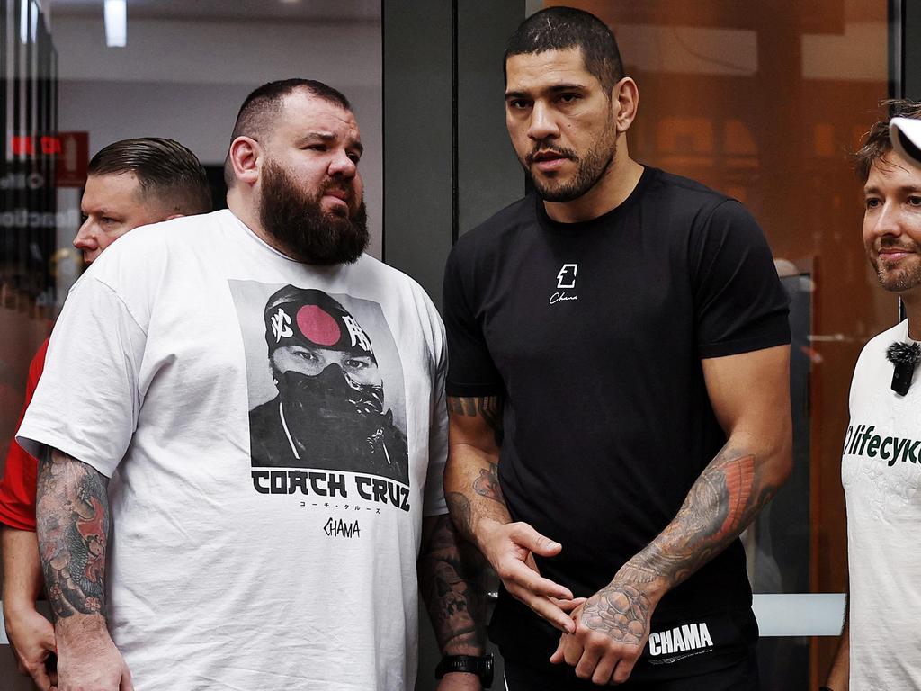 Pereira and his coach at the Giants’ gym. Picture: Sam Ruttyn