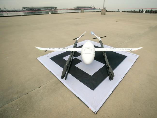 The new aircraft kite fifth generation drone ready for take off. Picture: Luis Enrique Ascui