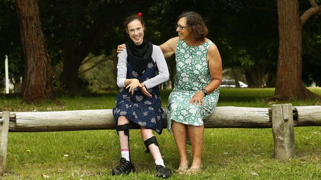 Kate Chadwick enjoying a visit to the park with her mum Jaye Chadwick. Picture: John Appleyard