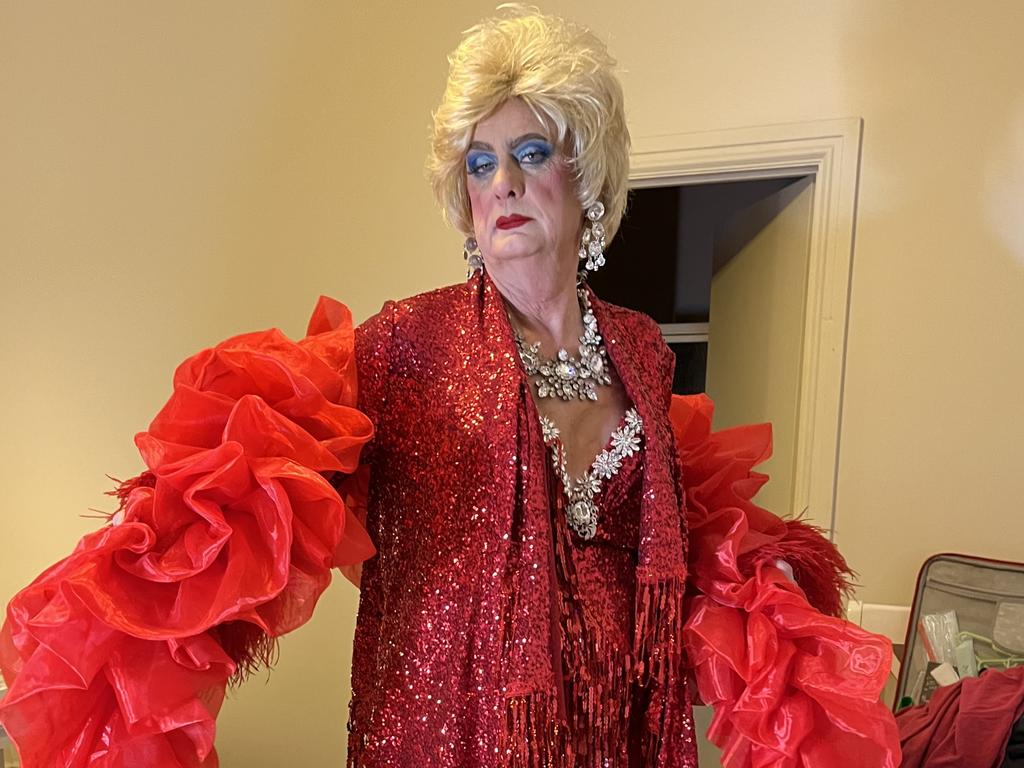 Peter Goers dresses in drag for Broken Hill’s Broken Heel drag queen