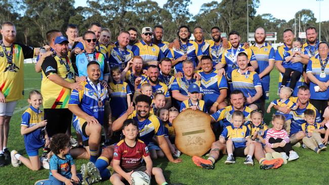 Men’s Division 3 Champions: St Patricks celebrate their grand final win. Picture: Steve Montgomery