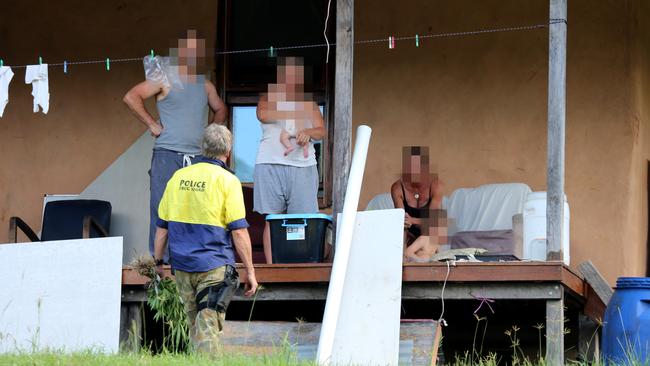 Police remove cannabis plants from a rural property near Uki in the Tweed Heads hinterland. Picture: Nathan Edwards