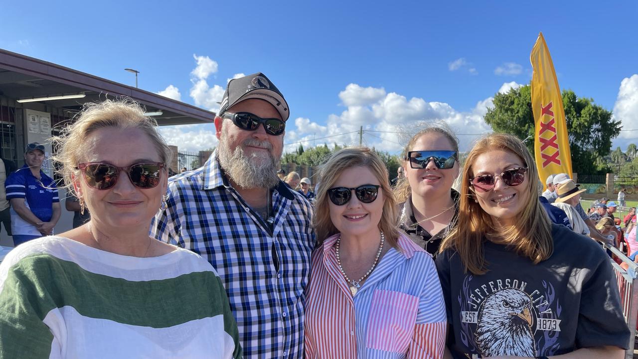 Enjoying the Western Clydesdales first home game of 2024 are (from left) Bec Leary, Graeme O'Dempsey, Olivia O'Dempsey, Islah O'Dempsey and Emily Dewsbury.