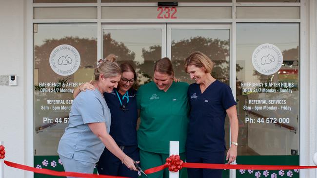 Kimberley Litster, Jenna Rickards, Katy Craig and Taleta Hompas cut the ribbon at the opening of NQ Care.