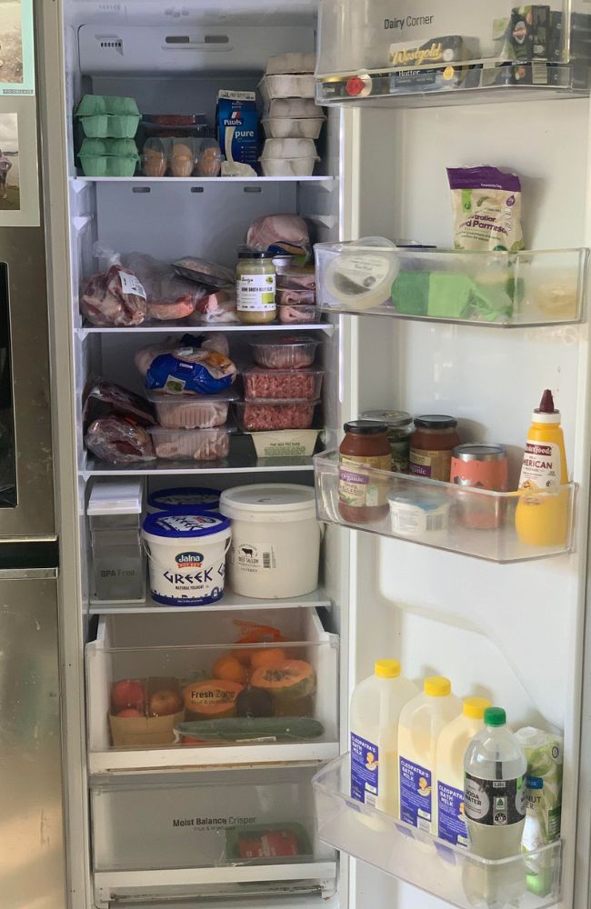 Izabelle's fridge contains a lot of meat, fruit, and other proteins. Picture: Supplied