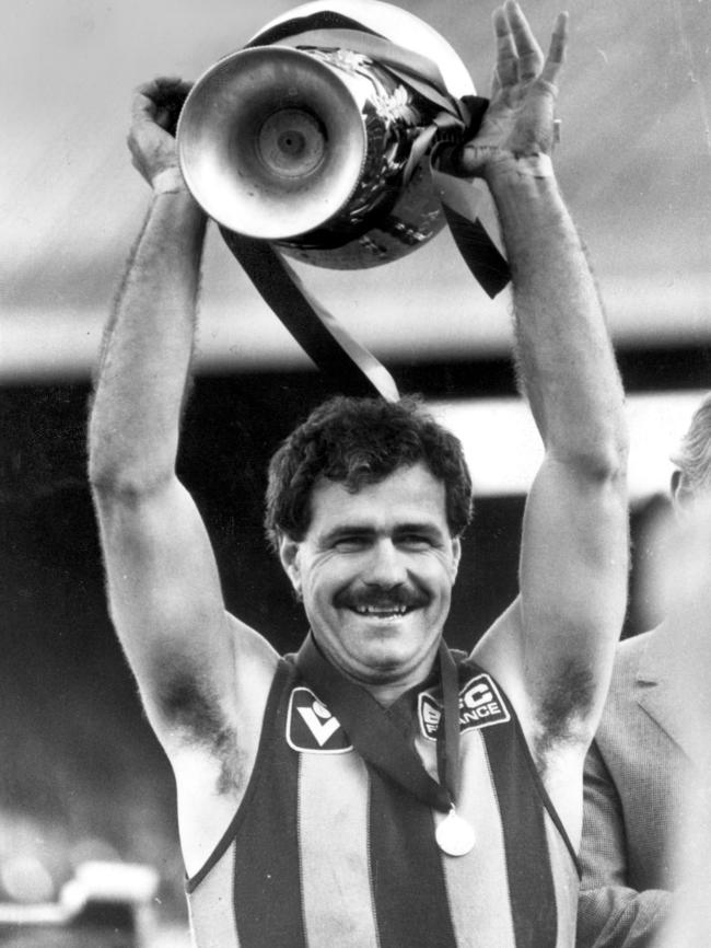 Leigh Matthews’ mo featured in most of his eight VFL/AFL premierships.