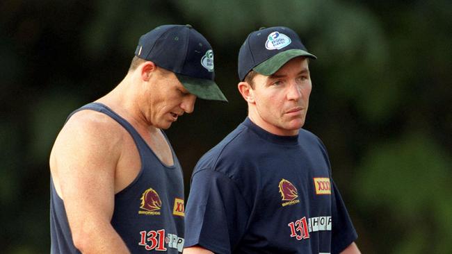 Kevin Walters (left) and Paul Green were teammates at the Broncos 20 years ago.