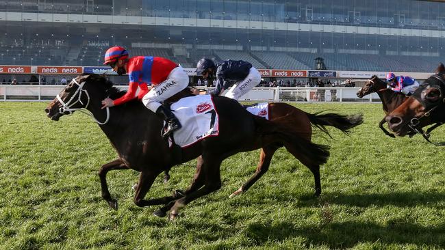 Verry Elleegant won the Caulfield Cup in front of empty grandstands in October last year. Picture: Getty Images