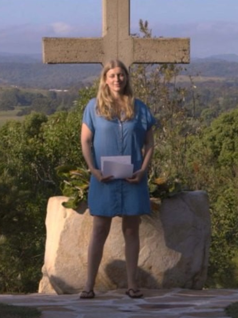 Kathryn at a memorial for Carolyn. Picture: Stan