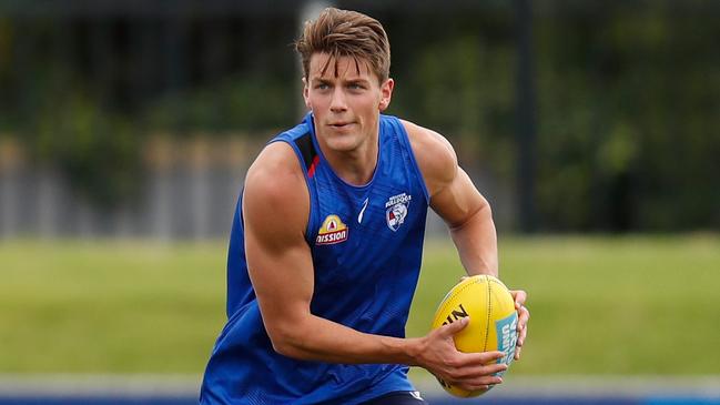 Patrick Lipinski trains with the Western Bulldogs at Whitten Oval on December 7 near the site of the team’s proposed second home. Picture: Michael Willson