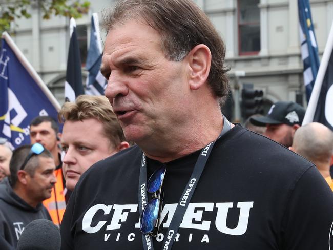 MELBOURNE, AUSTRALIA - NewsWire Photos, APRIL 5, 2023. CFMEU rep John Sekta. CFMEU rally in Melbourne and are being held across the country. Picture: NCA NewsWire / David Crosling