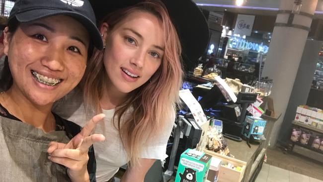 Jessie Ko with Amber Heard at Pacific Fair.